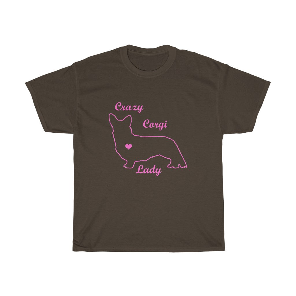 "Crazy Corgi Lady" (Cardigan Version) Unisex Heavy Cotton Tee